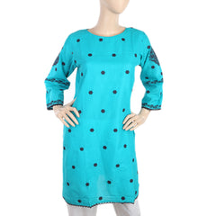 Women's Embroidered Kurti With Lace - Sea Green, Women, Ready Kurtis, Chase Value, Chase Value