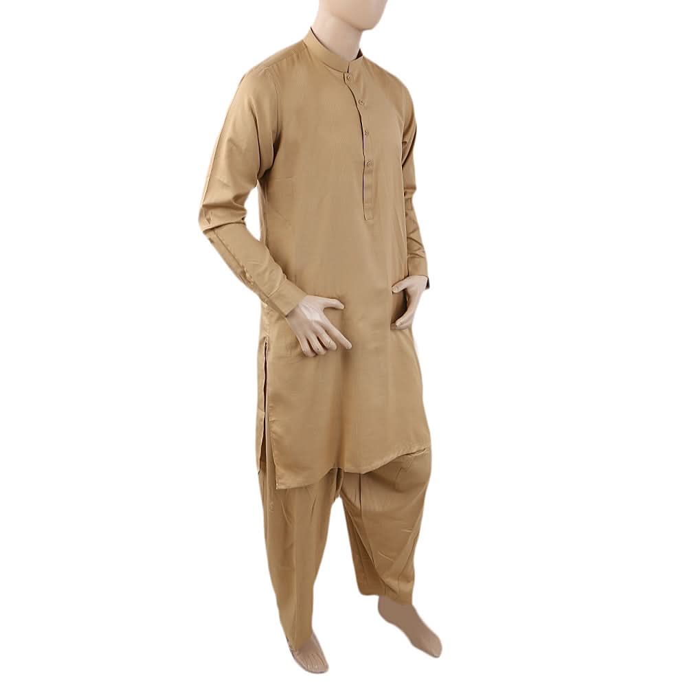 Men's Mashriq Slim Fit Suit - Brown, Men, Shalwar Kameez, Chase Value, Chase Value