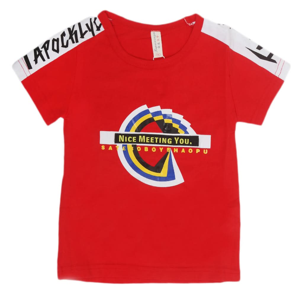 Boys Round Neck Half Sleeves T-Shirt - Red, Kids, Boys T-Shirts, Chase Value, Chase Value