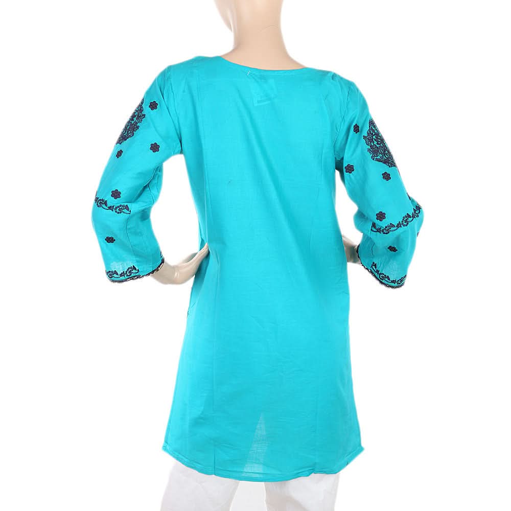Women's Embroidered Kurti With Lace - Sea Green, Women, Ready Kurtis, Chase Value, Chase Value