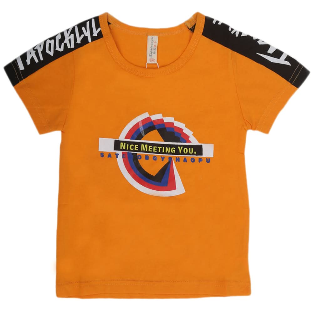 Boys Round Neck Half Sleeves T-Shirt - Mustard, Kids, Boys T-Shirts, Chase Value, Chase Value