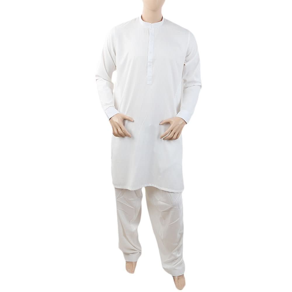 Men's Mashriq Slim Fit Suit - White, Men, Shalwar Kameez, Chase Value, Chase Value
