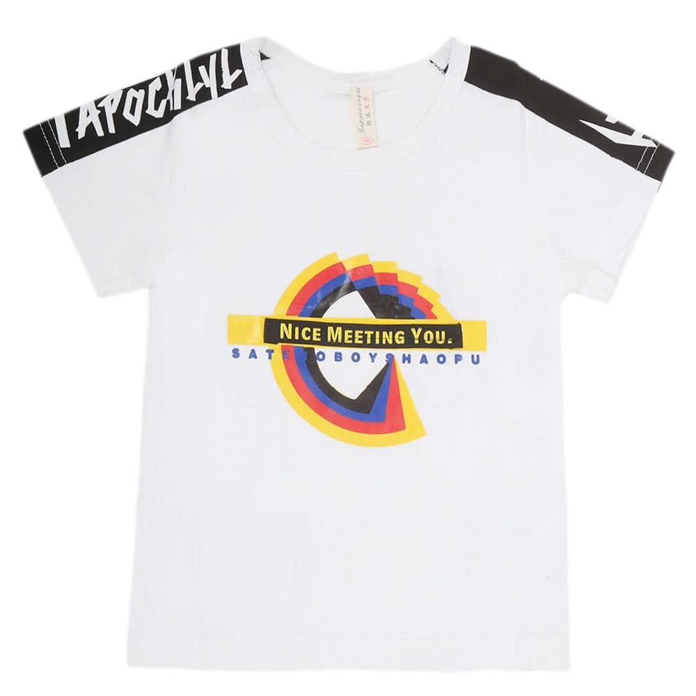 Boys Round Neck Half Sleeves T-Shirt - White, Kids, Boys T-Shirts, Chase Value, Chase Value