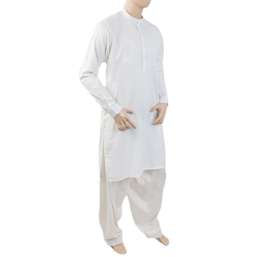 Men's Mashriq Slim Fit Suit - White, Men, Shalwar Kameez, Chase Value, Chase Value