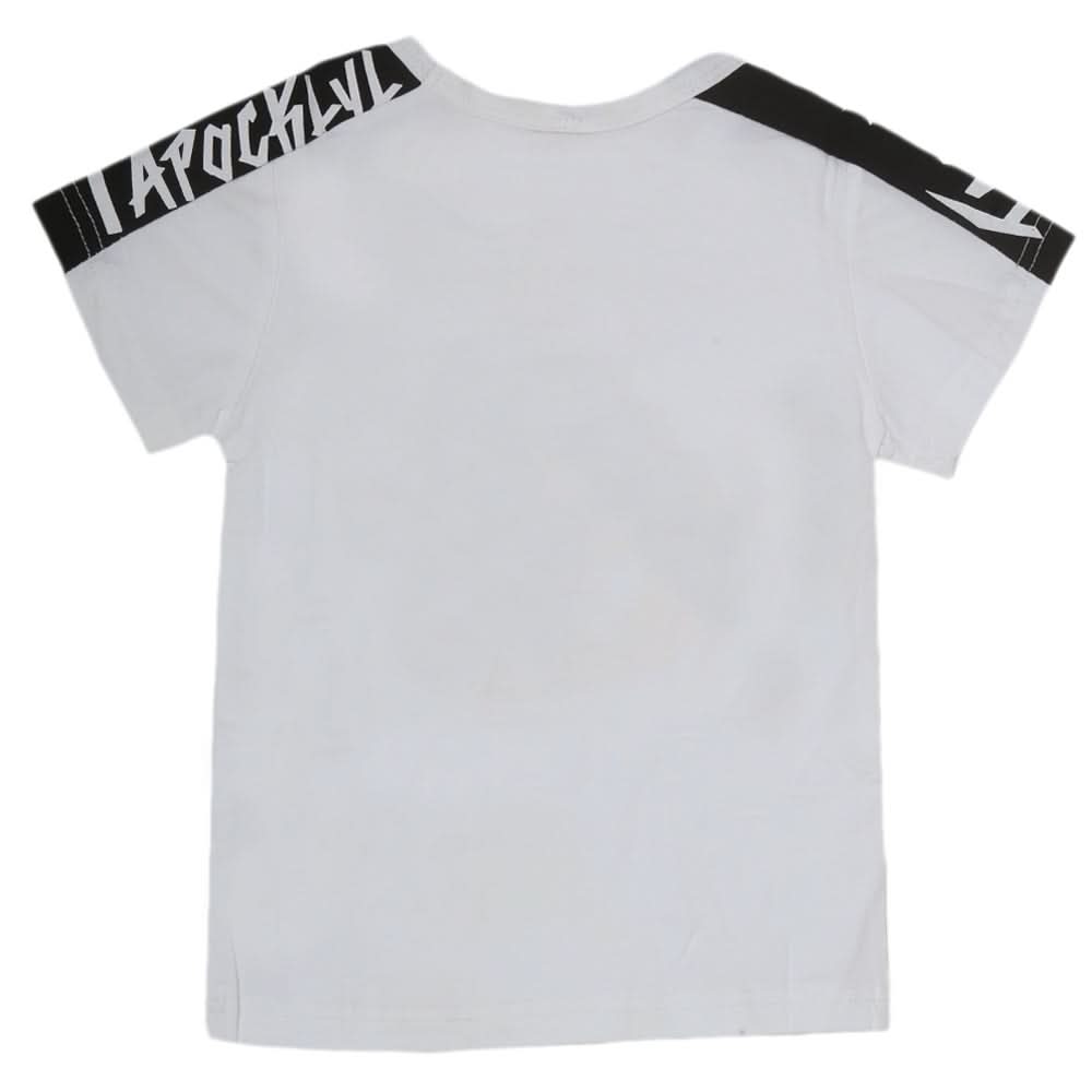 Boys Round Neck Half Sleeves T-Shirt - White, Kids, Boys T-Shirts, Chase Value, Chase Value