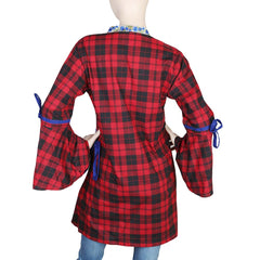 Women's Embroidered Check Kurti - Red, Women, Ready Kurtis, Chase Value, Chase Value