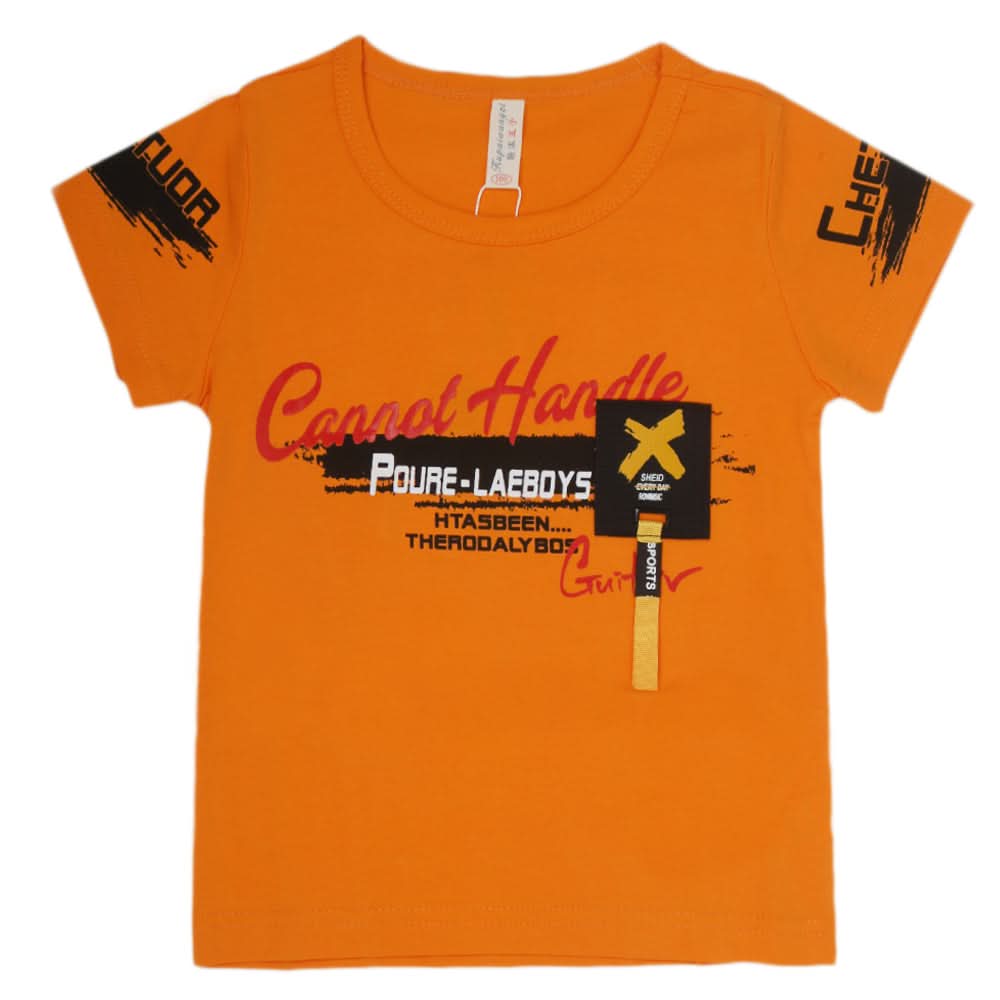 Boys Round Neck Half Sleeves T-Shirt - Mustard, Kids, Boys T-Shirts, Chase Value, Chase Value