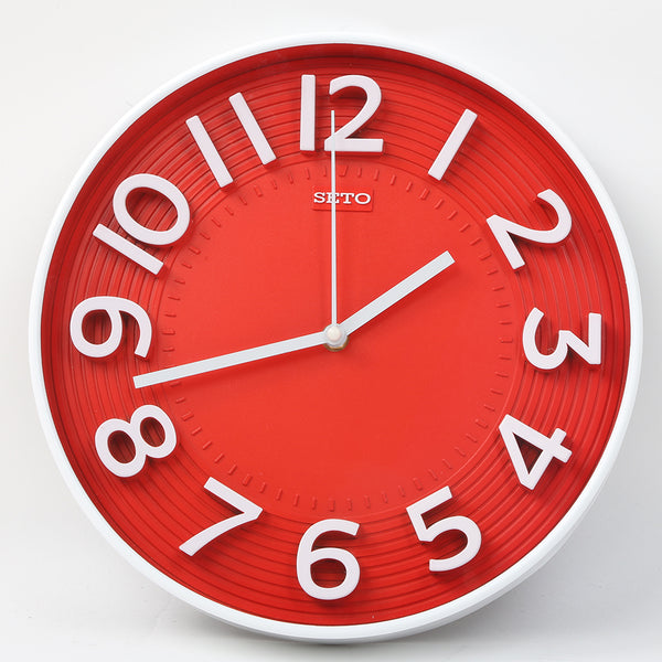 Round Shape Analog Wall Clock 10403 - Red, Home & Lifestyle, Wall Clocks And Alarms, Chase Value, Chase Value