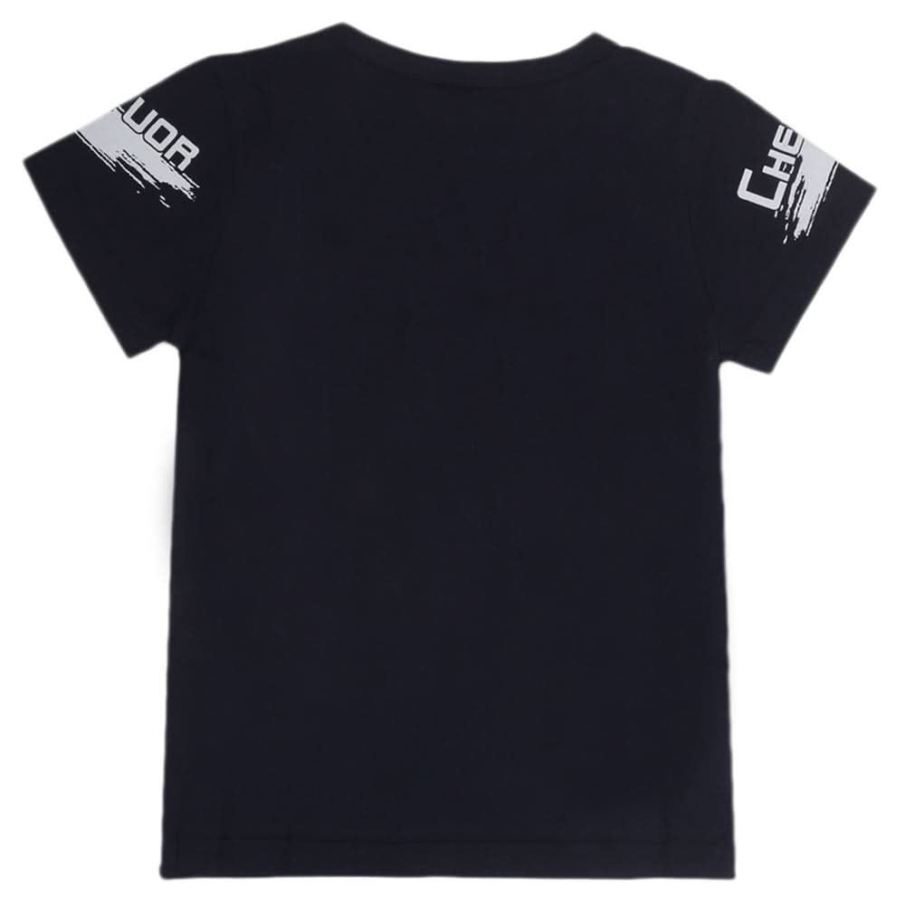 Boys Round Neck Half Sleeves T-Shirt - Navy Blue, Kids, Boys T-Shirts, Chase Value, Chase Value