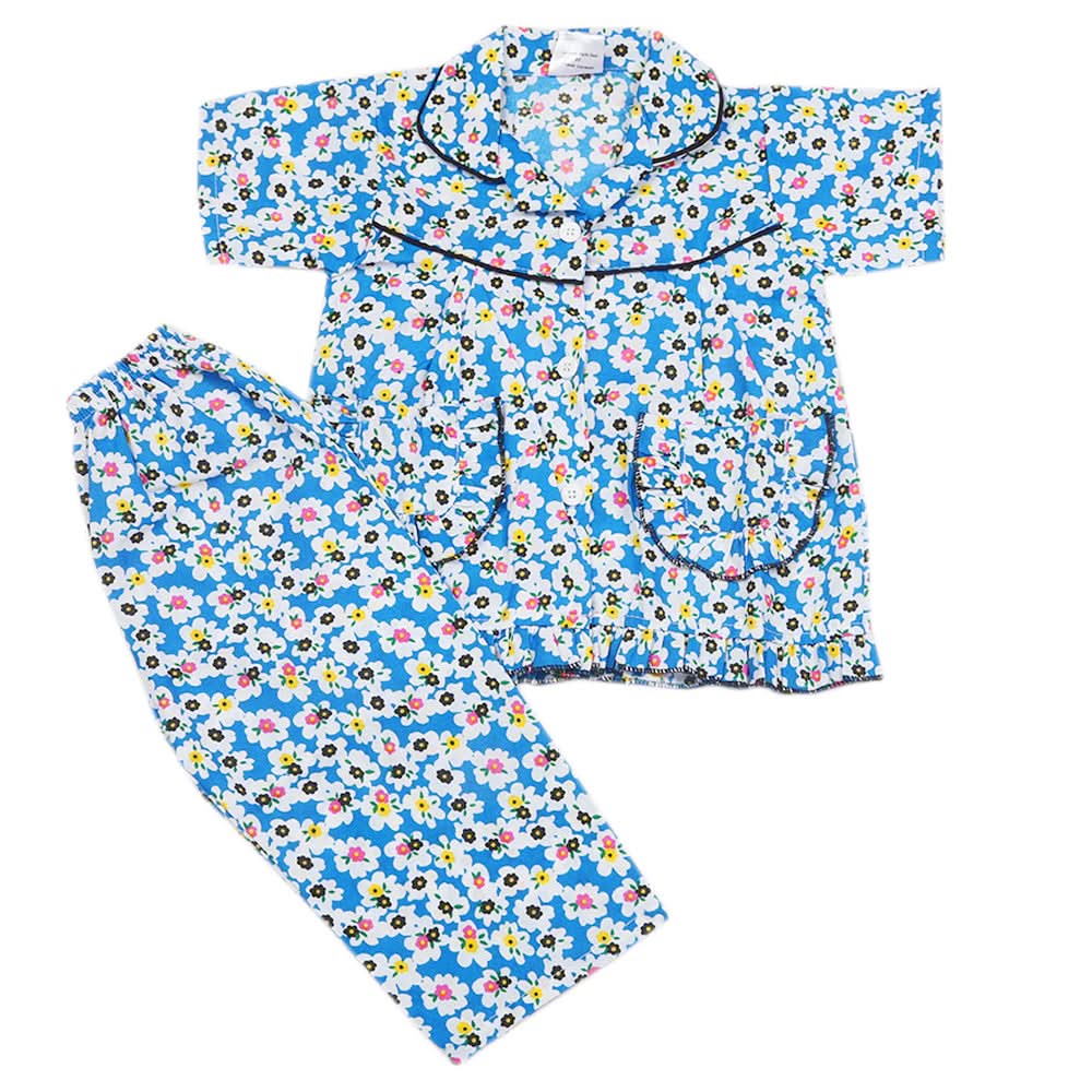 Girls Half Sleeves Sleeping Suits - W-Blue, Kids, Girls Sets And Suits, Chase Value, Chase Value