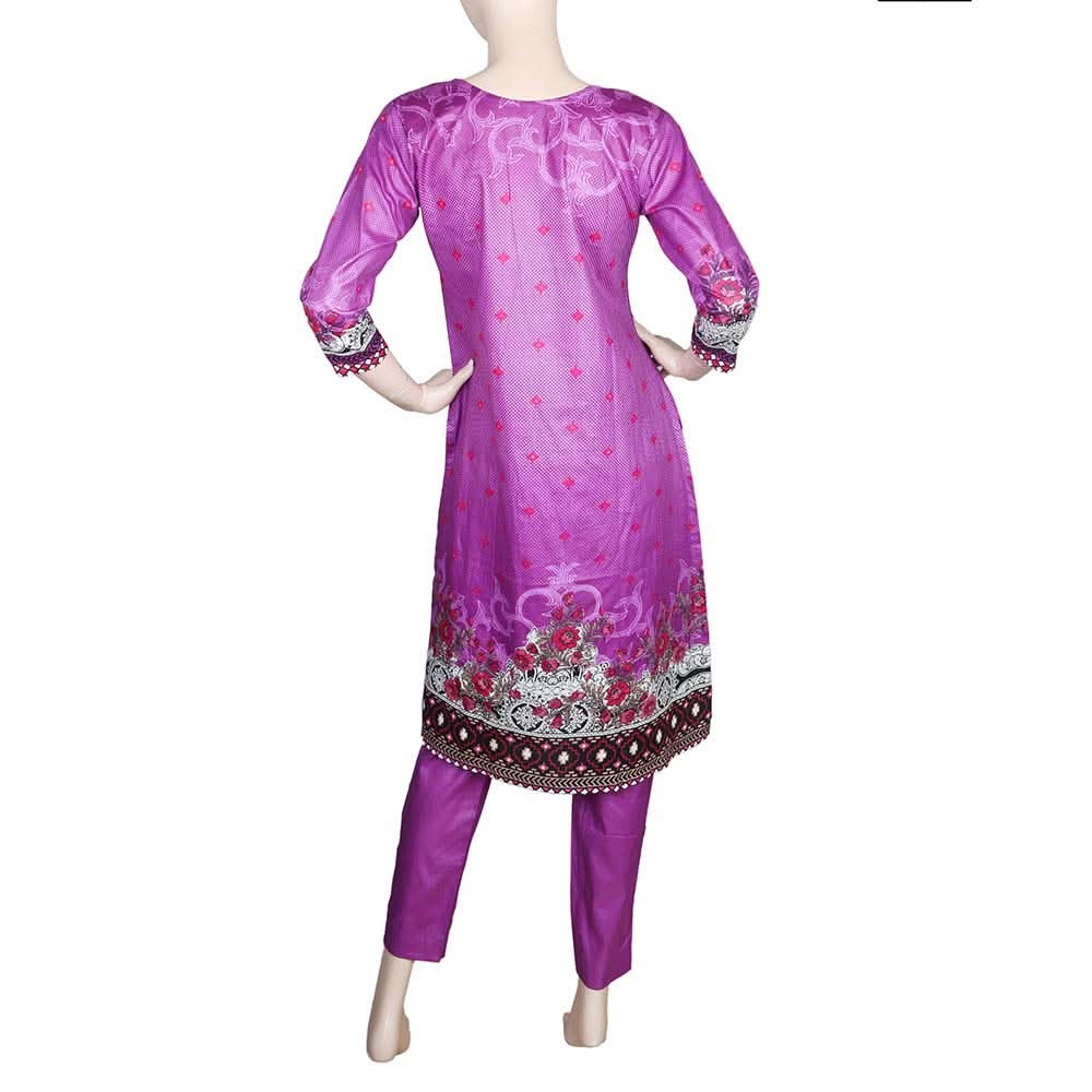 Women's Printed 2 Pcs Stitched Suit - Purple, Women, Shalwar Suits, Chase Value, Chase Value