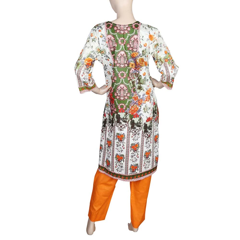 Women's Printed 2 Pcs Stitched Suit - Orange, Women, Shalwar Suits, Chase Value, Chase Value