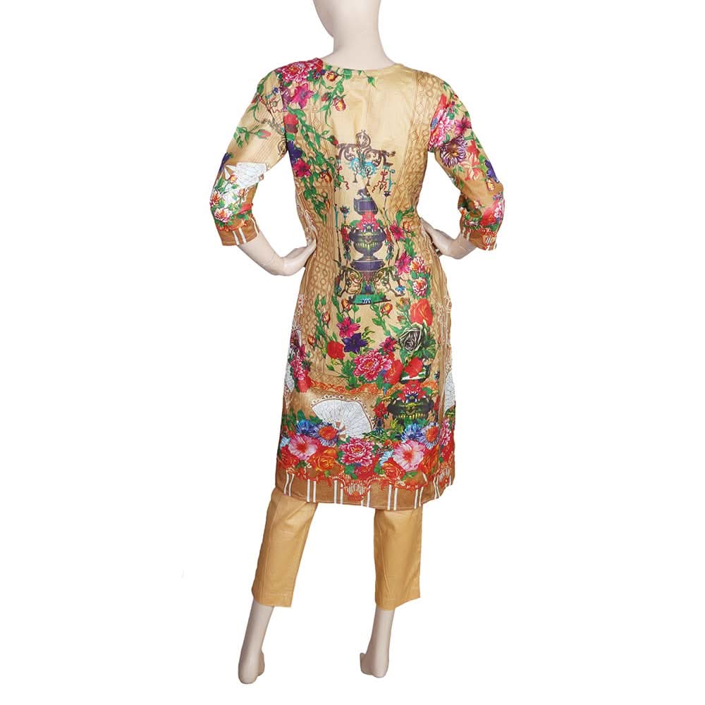 Women's Printed 2 Pcs Stitched Suit - Beige, Women, Shalwar Suits, Chase Value, Chase Value