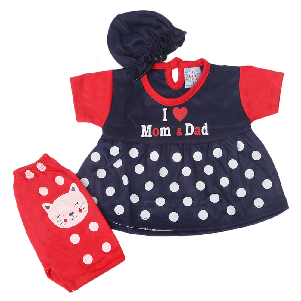 Newborn Girls Half Sleeves Suit - Navy Blue, Kids, Newborn Girls Sets And Suits, Chase Value, Chase Value
