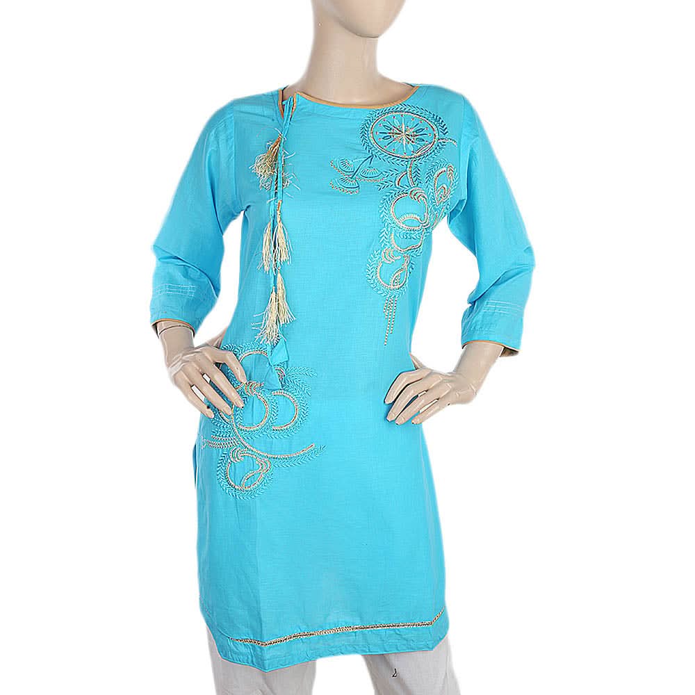 Women's Embroidered Front Dori Kurti - Blue, Women, Ready Kurtis, Chase Value, Chase Value