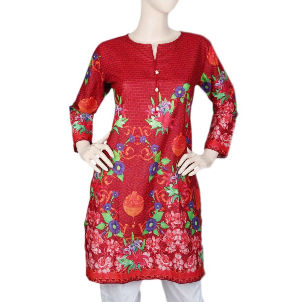 Women's Printed Kurti - Red, Women's Fashion, Chase Value, Chase Value