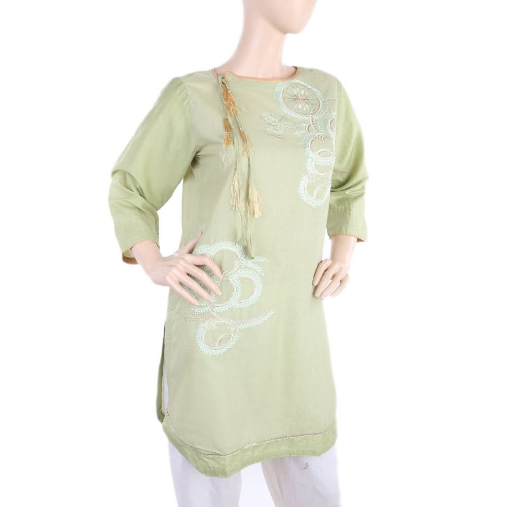 Women's Embroidered Front Dori Kurti - Green, Women, Ready Kurtis, Chase Value, Chase Value