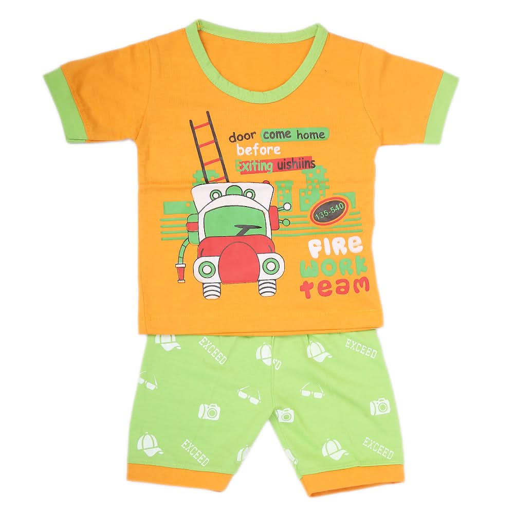 Boys Half Sleeves Suit - Orange, Kids, New Born Boys Sets And Suits, Chase Value, Chase Value