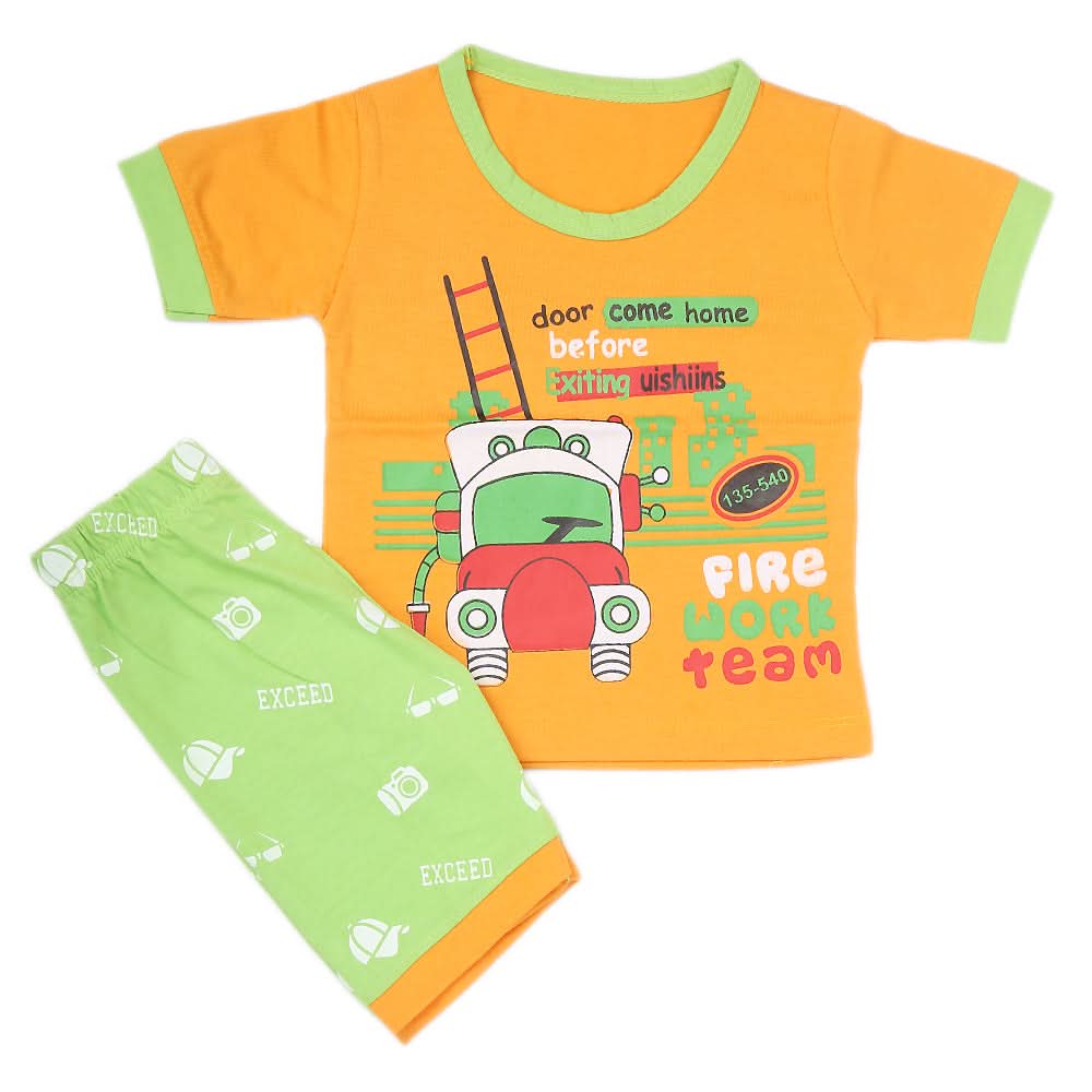 Boys Half Sleeves Suit - Orange, Kids, New Born Boys Sets And Suits, Chase Value, Chase Value