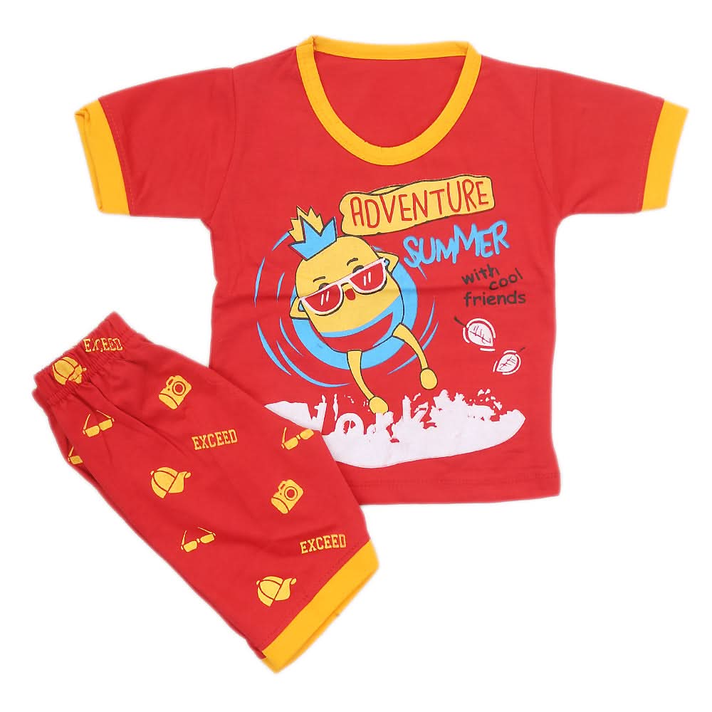 Boys Half Sleeves Suit - Red, Kids, NB Boys Sets And Suits, Chase Value, Chase Value
