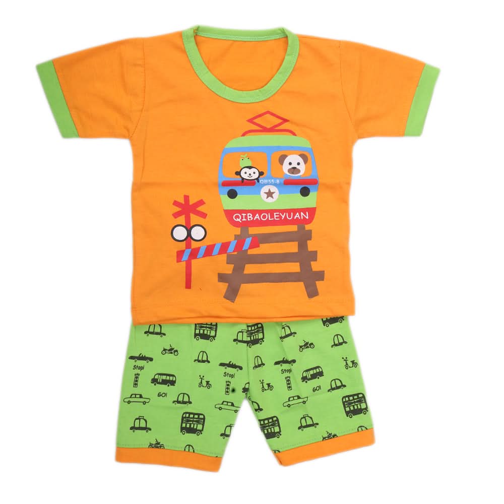 Boys Half Sleeves Suit - Orange, Kids, New Born Boys Sets And Suits, Chase Value, Chase Value