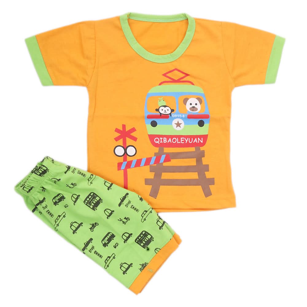 Boys Half Sleeves Suit - Orange, Kids, New Born Boys Sets And Suits, Chase Value, Chase Value