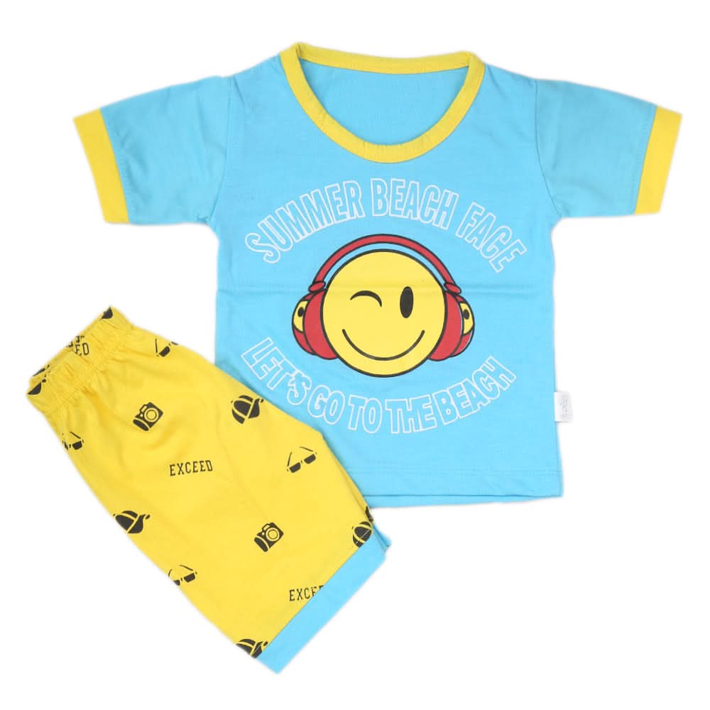 Boys Half Sleeves Suit - Sky Blue, Kids, New Born Boys Sets And Suits, Chase Value, Chase Value