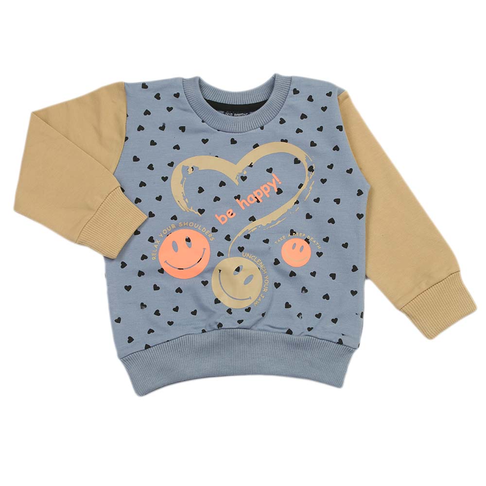 Girls Full Sleeves T-Shirt - Steel Blue, Girls T-Shirts, Chase Value, Chase Value