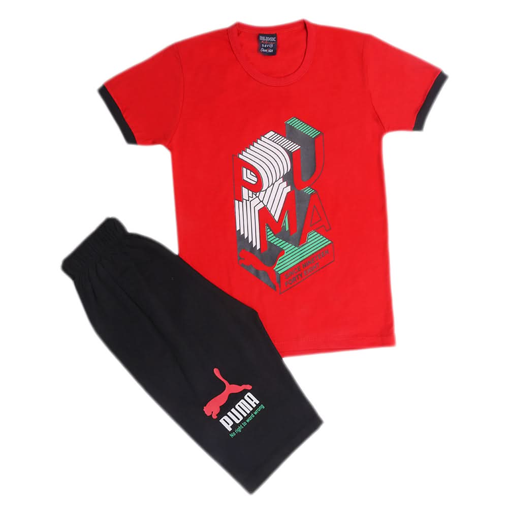Boys Half Sleeves Short Suits - Red, Kids, Boys Sets And Suits, Chase Value, Chase Value