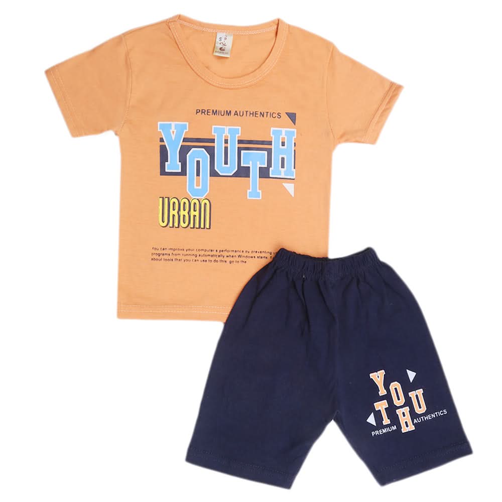 Boys Half Sleeves Short Suits - Peach, Kids, Boys Sets And Suits, Chase Value, Chase Value