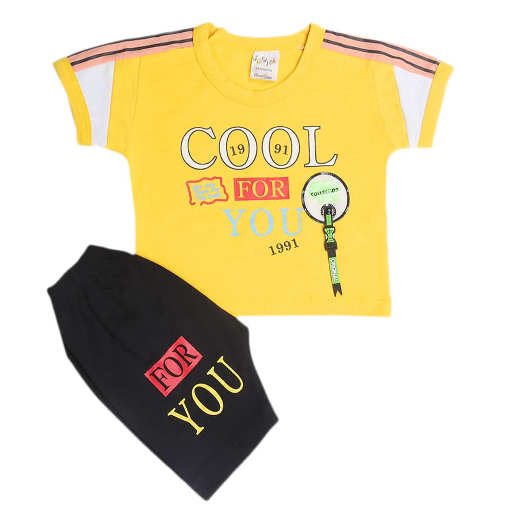 Newborn Boys Half Sleeves Suit - Yellow, Kids, Newborn Boys Sets And Suits, Chase Value, Chase Value