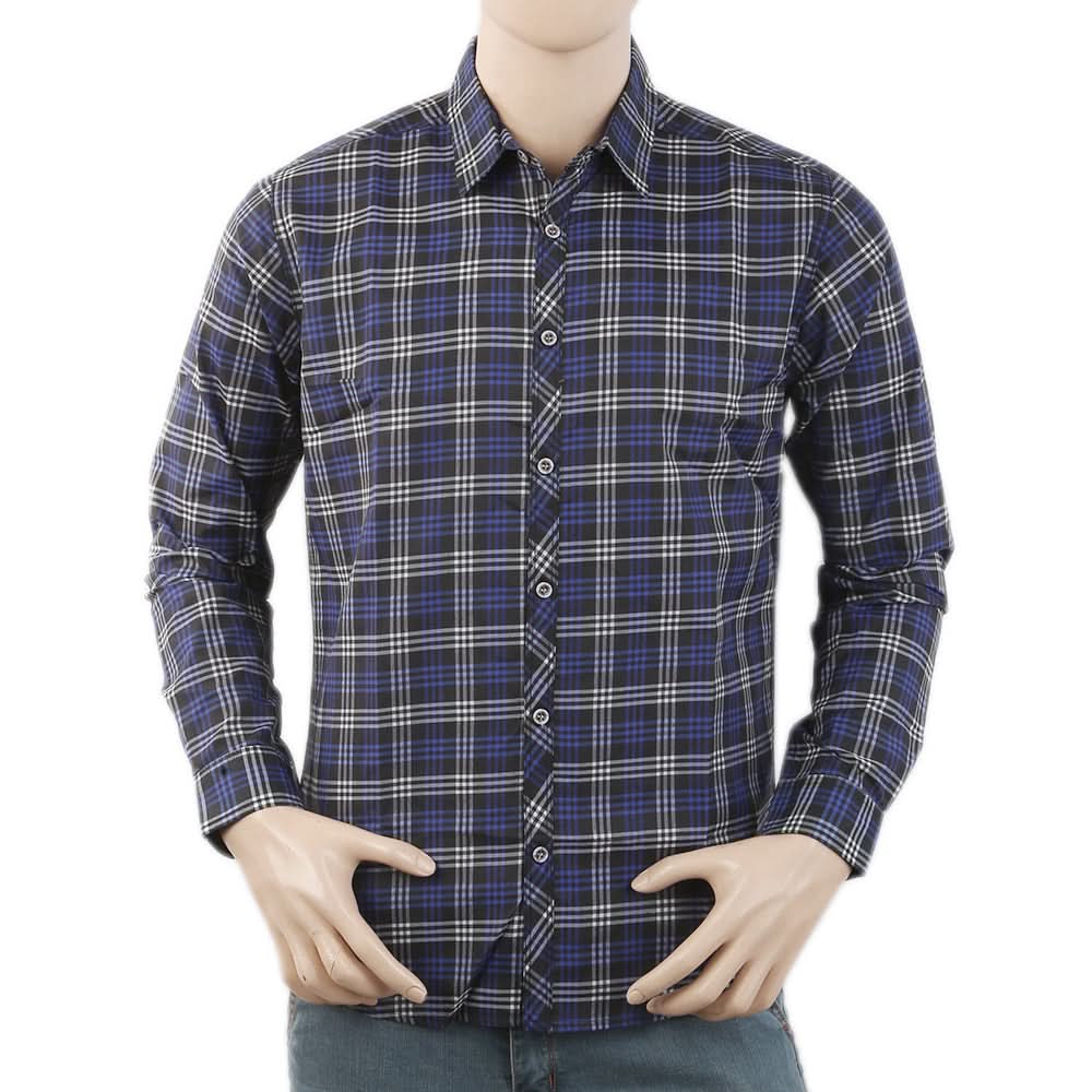 Men's Casual Check Shirt K.C-6123 - Royal Blue, Men, Shirts, Chase Value, Chase Value