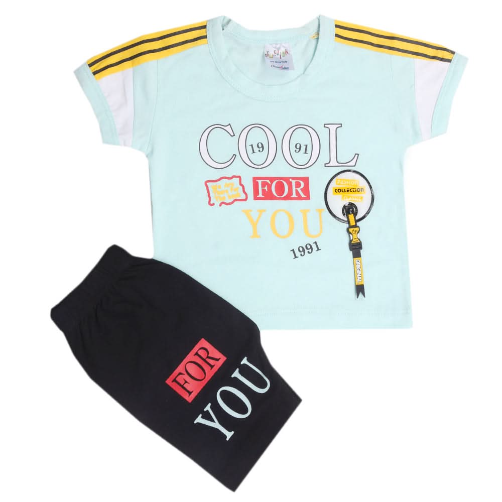 Newborn Boys Half Sleeves Suit - Cyan, Kids, Newborn Boys Sets And Suits, Chase Value, Chase Value