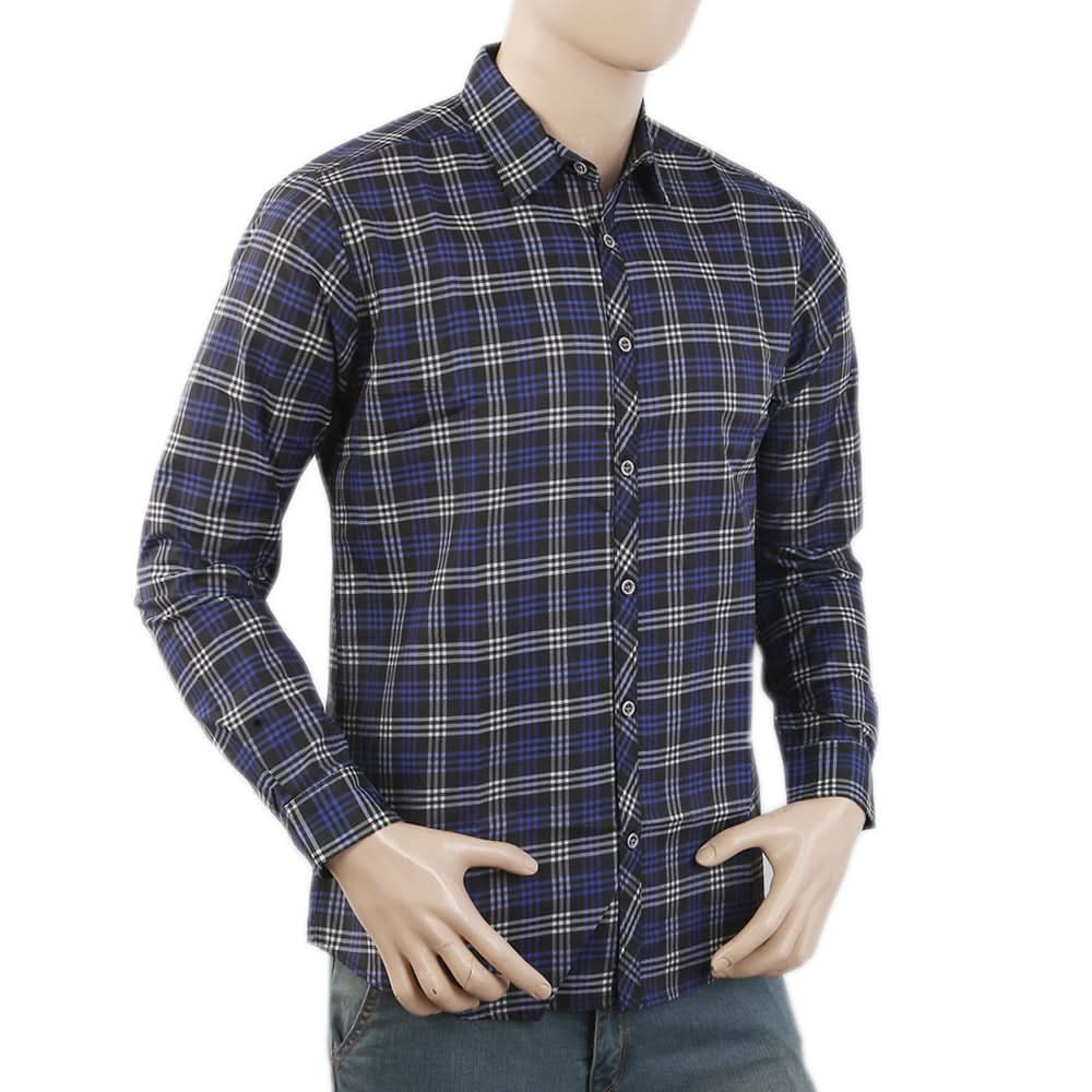 Men's Casual Check Shirt K.C-6123 - Royal Blue, Men, Shirts, Chase Value, Chase Value