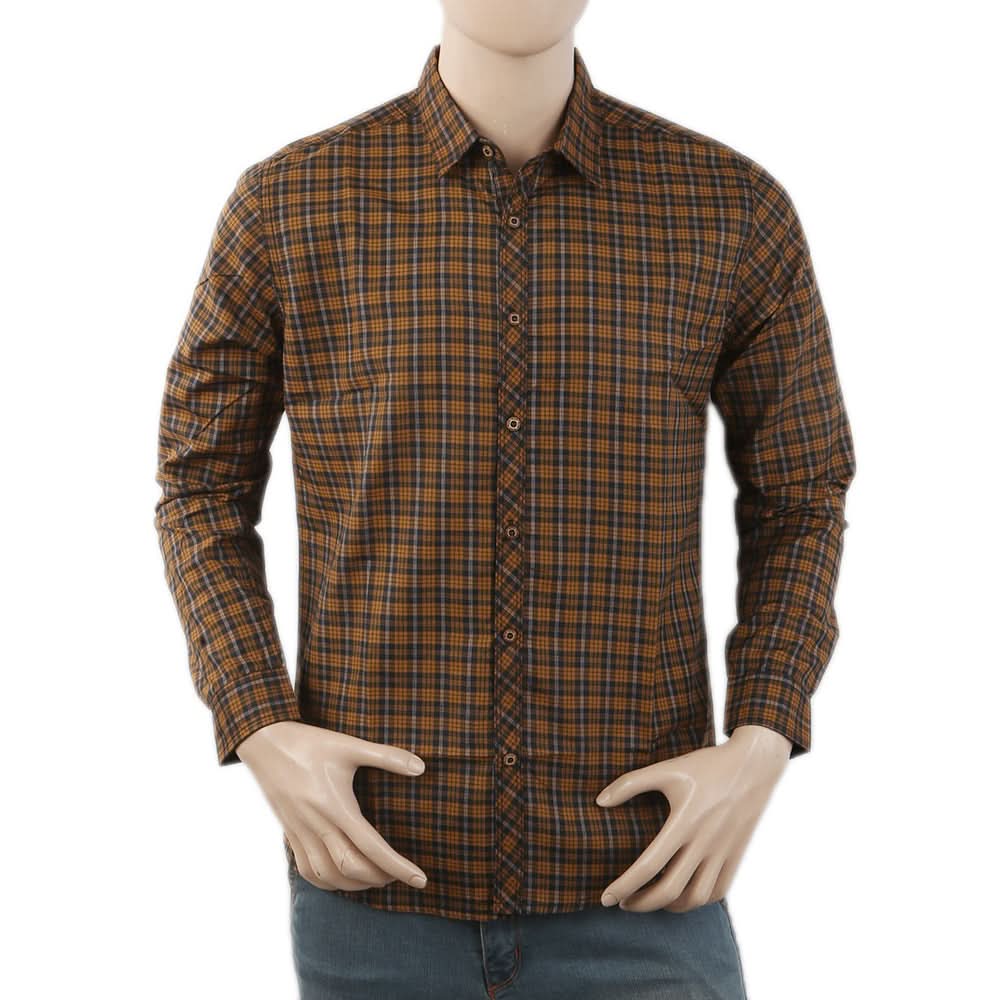 Men's Casual Check Shirt K.C-6123 - Mustard, Men, Shirts, Chase Value, Chase Value