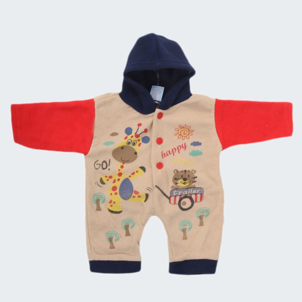 Newborn Boys Full Sleeves Polar Romper - Beige, Kids, NB Boys Rompers, Chase Value, Chase Value