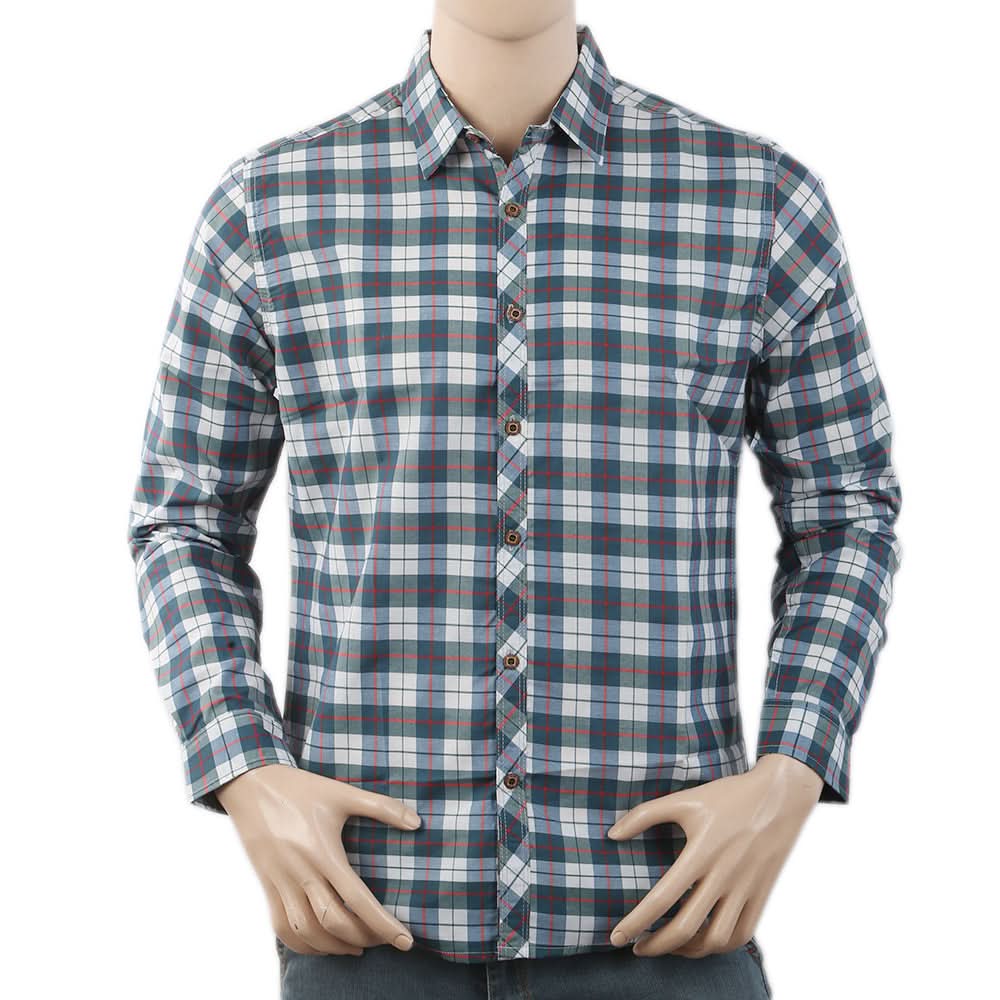 Men's Casual Check Shirt K.C-6123 - Steel Green, Men, Shirts, Chase Value, Chase Value