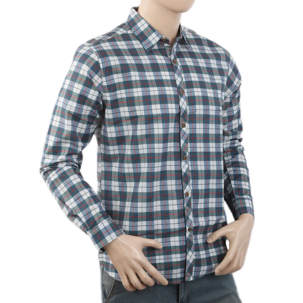 Men's Casual Check Shirt K.C-6123 - Steel Green, Men, Shirts, Chase Value, Chase Value