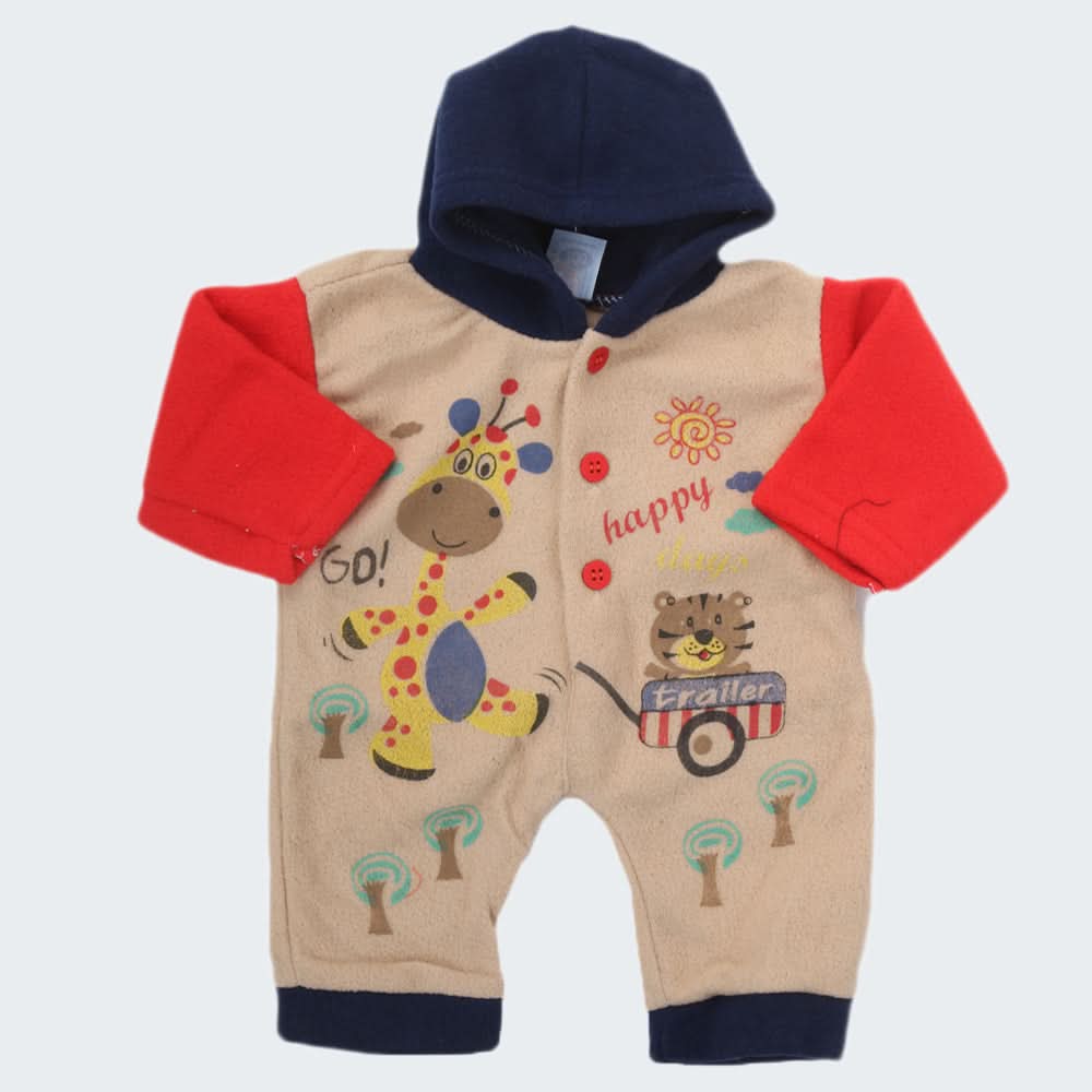 Newborn Boys Full Sleeves Polar Romper - Beige, Kids, NB Boys Rompers, Chase Value, Chase Value