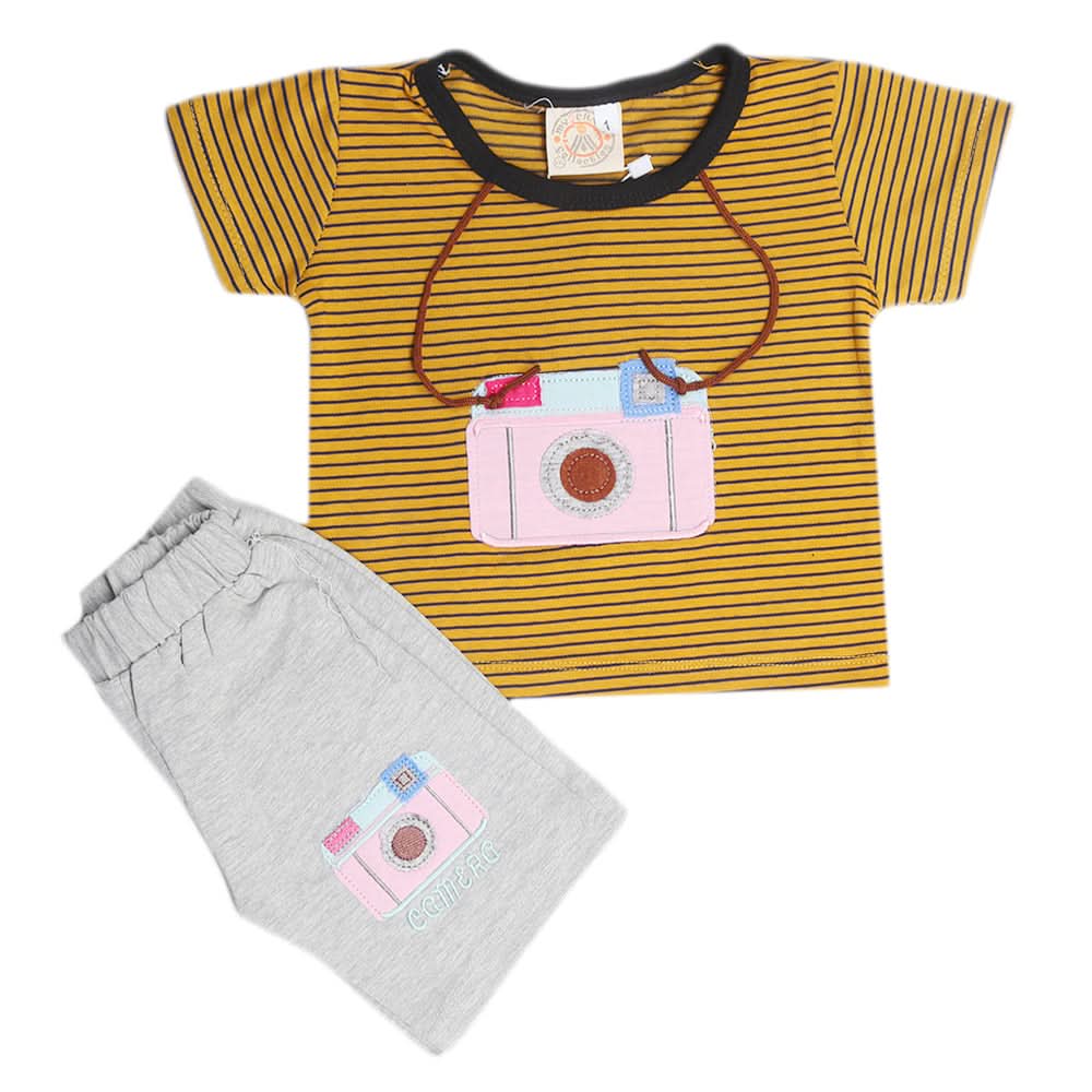 Newborns Boys Half Sleeves Suits - Mustard, Kids, New Born Boys Sets And Suits, Chase Value, Chase Value