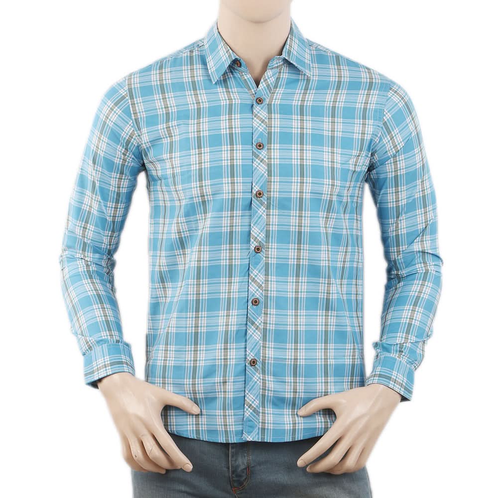Men's Casual Check Shirt K.C-6123 - Light Blue, Men, Shirts, Chase Value, Chase Value