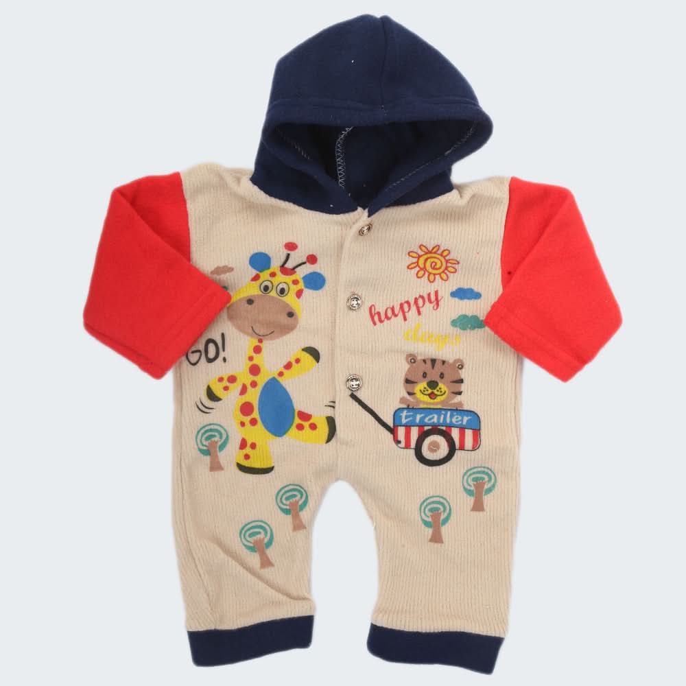Newborn Boy Full Sleeves Polar Romper 4502 - Beige, Kids, NB Boys Rompers, Chase Value, Chase Value