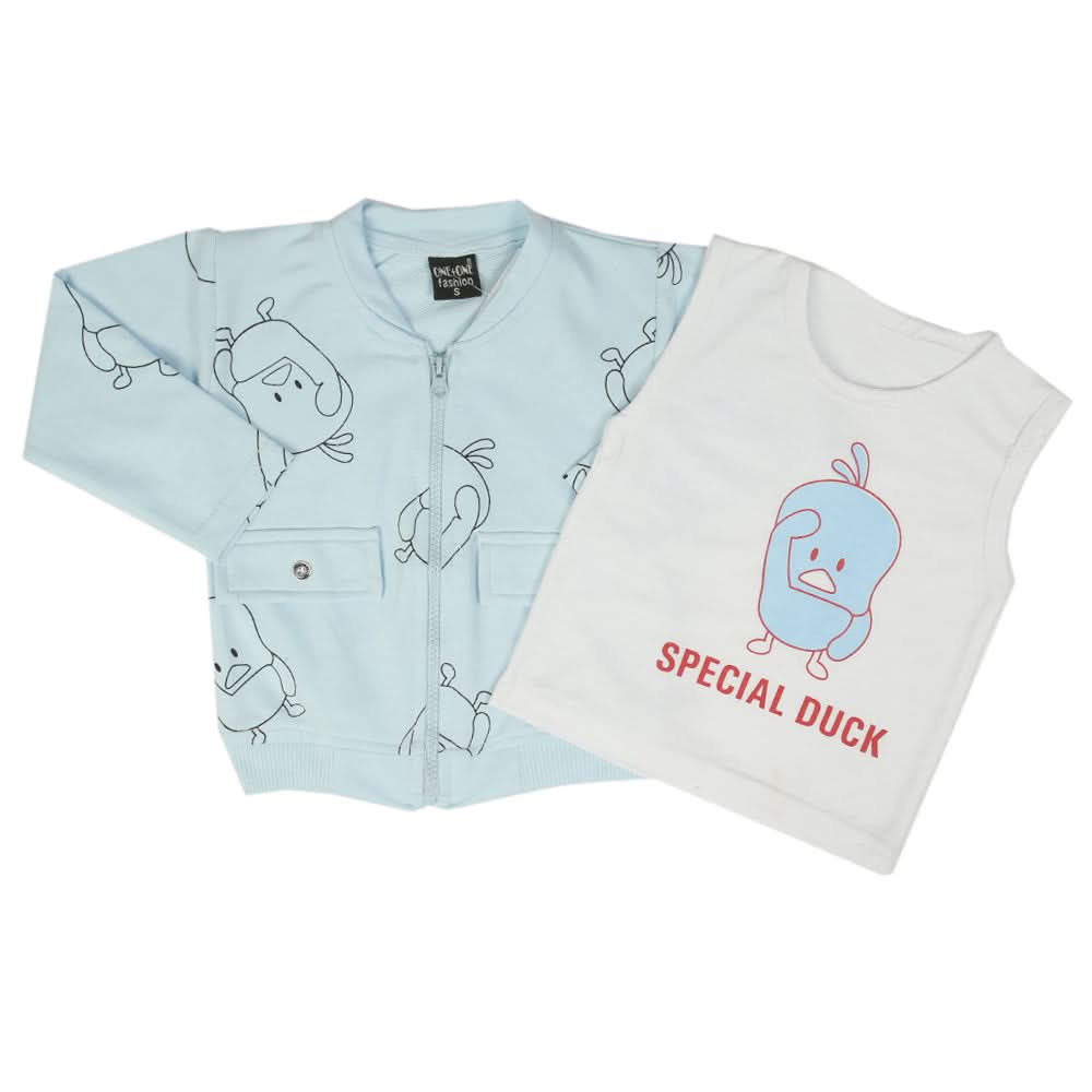 Boys Full Sleeves 3Pcs Suit - Light Blue, Boys Sets & Suits, Chase Value, Chase Value