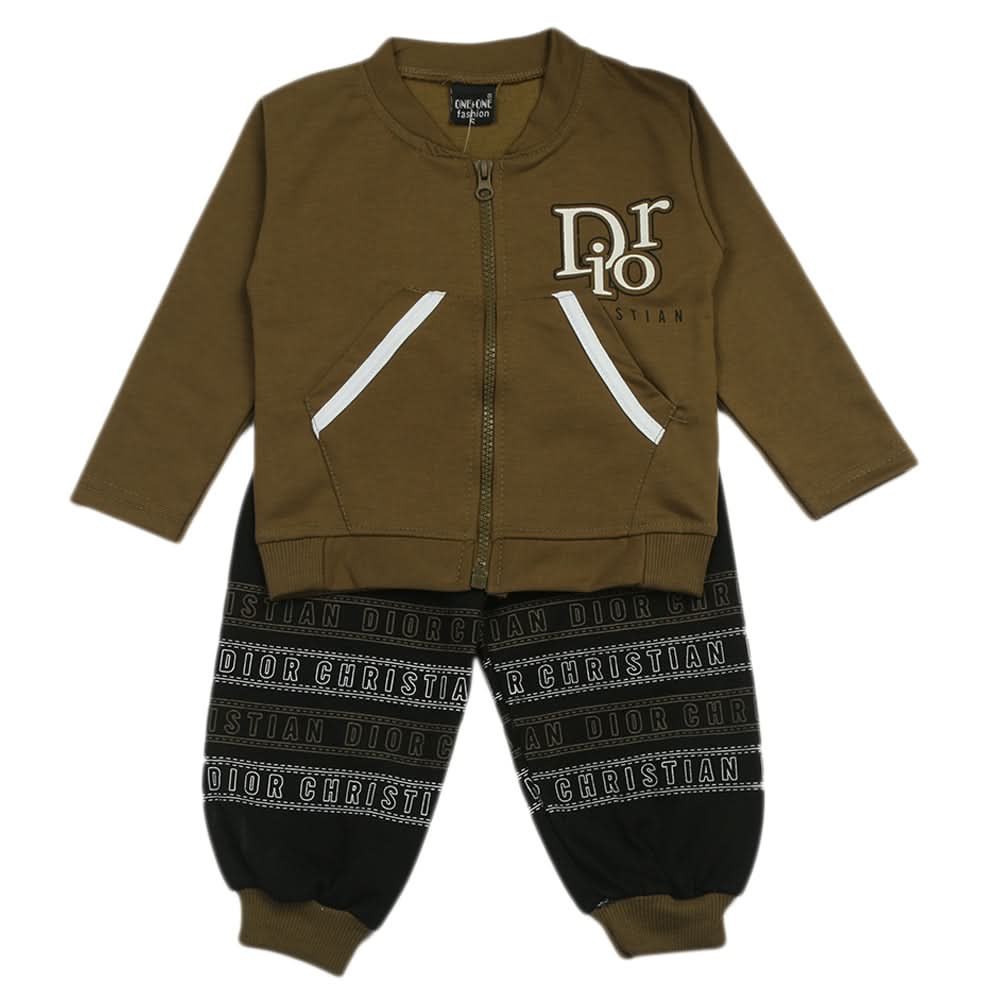 Boys 3Pcs Full Sleeves Suit - Olive Green, Boys Sets & Suits, Chase Value, Chase Value