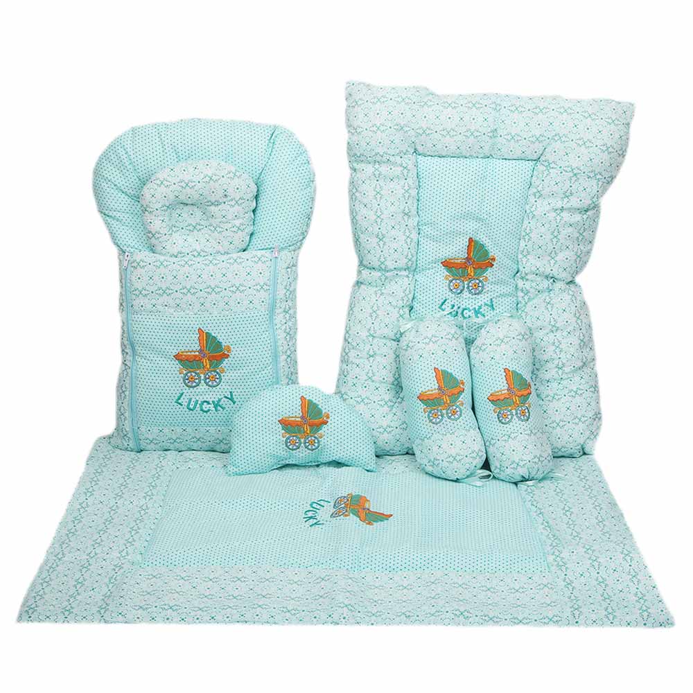 Newborn Sleeping Bag 7 Pcs  Set Embroidered - Cyan, Kids, Sleeping Bags, Chase Value, Chase Value