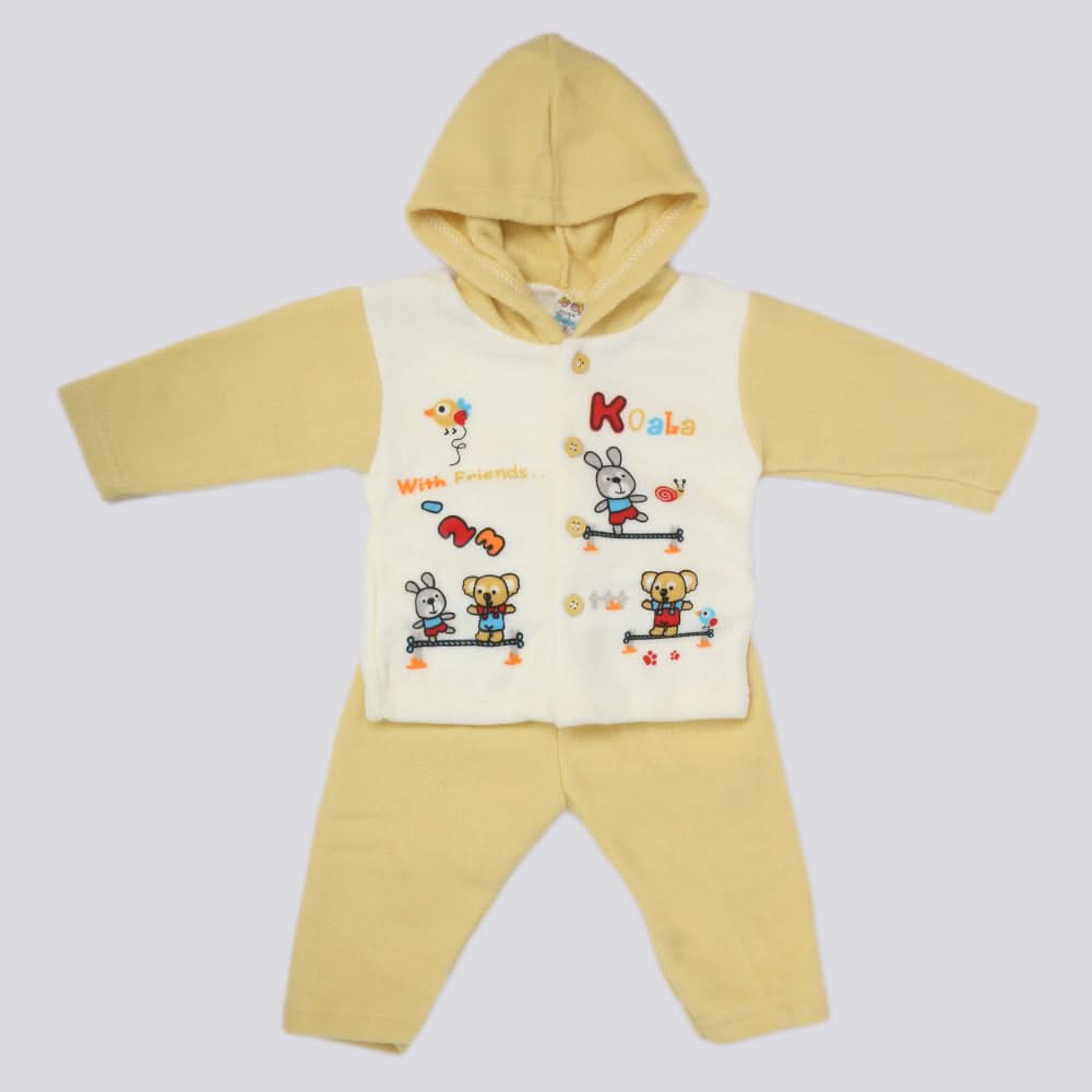 Newborn Boy Full Sleeves Polar Hooded Suit - Fawn, Kids, NB Boys Sets And Suits, Chase Value, Chase Value