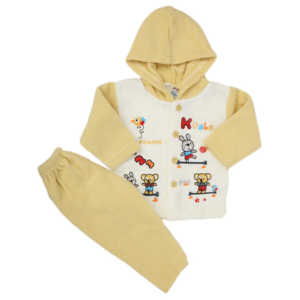 Newborn Boy Full Sleeves Polar Hooded Suit - Fawn, Kids, NB Boys Sets And Suits, Chase Value, Chase Value
