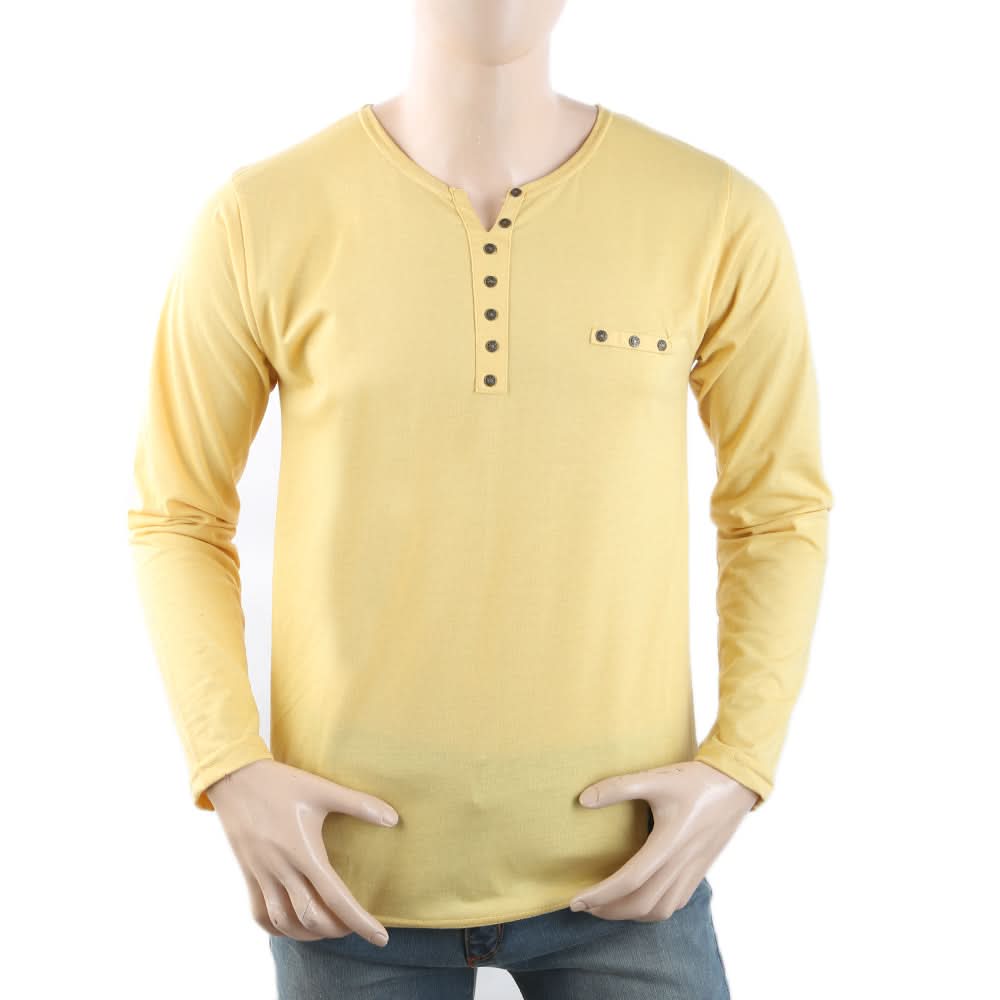 Men's Full Sleeves Y-Studs T-Shirt - Mustard, Men, T-Shirts And Polos, Chase Value, Chase Value