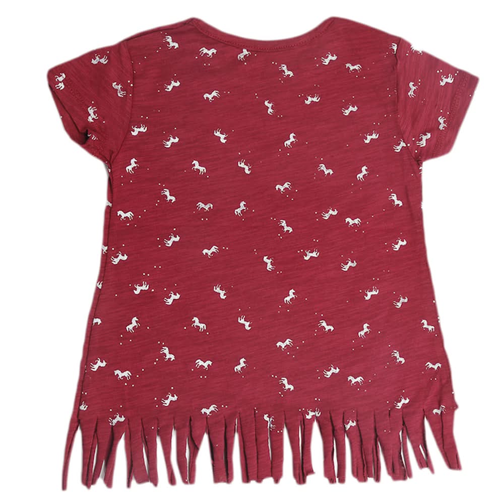 Girls Half Sleeves T-Shirts - Maroon, Kids, Girls T-Shirts, Chase Value, Chase Value