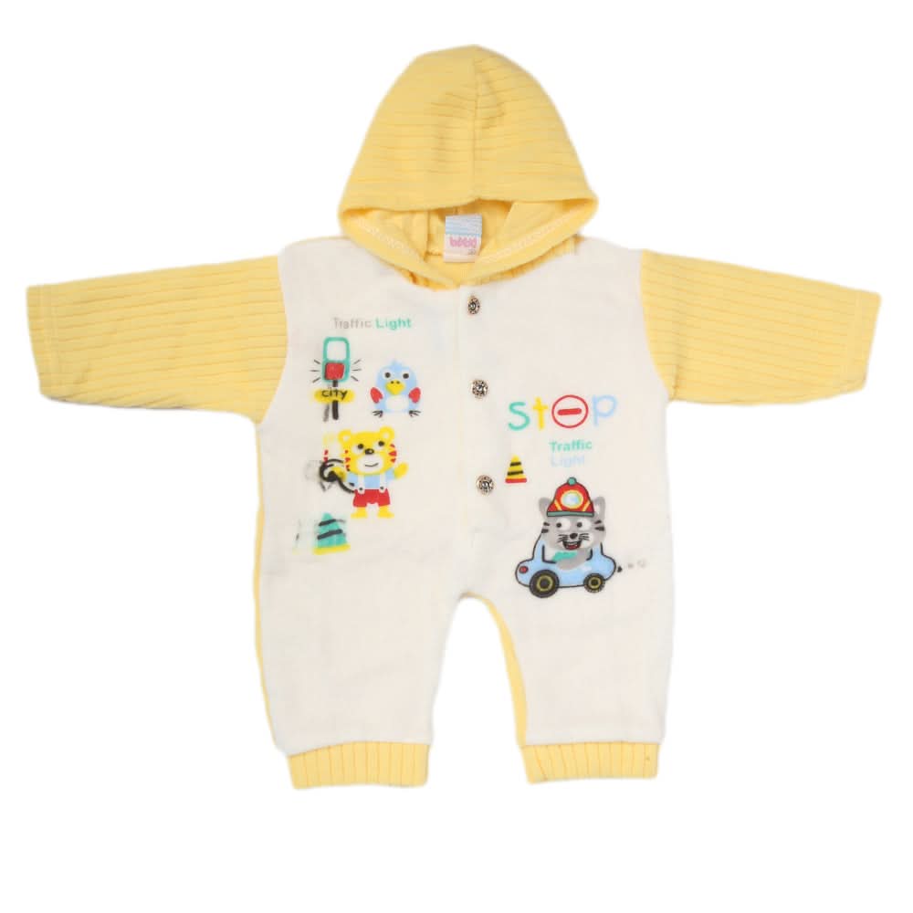 Newborn Boy Full Sleeves Polar Romper 5305 - Yellow, Kids, NB Boys Rompers, Chase Value, Chase Value